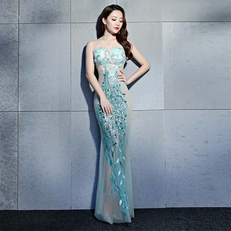 Sexy Translucent See-Through Maxi Mermaid Silk Dress Shoulder Off Sexy Translucent See-Through Maxi Mermaid Silk Dress Shoulder Off