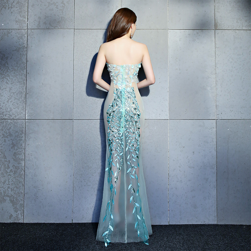 Sexy Translucent See-Through Maxi Mermaid Silk Dress Shoulder Off Sexy Translucent See-Through Maxi Mermaid Silk Dress Shoulder Off