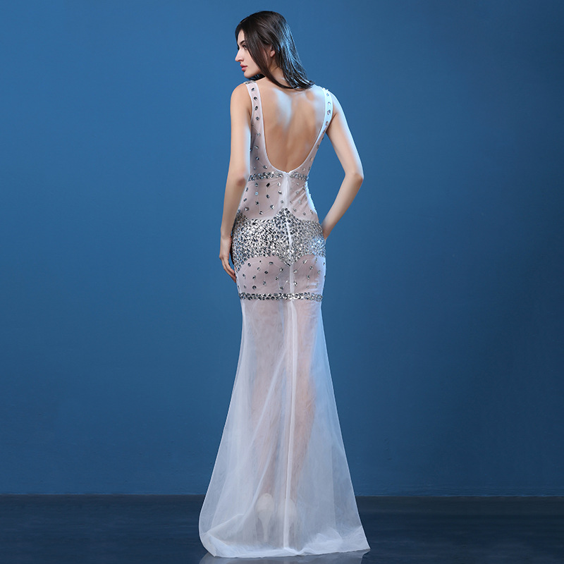 Transparent Diamond Maxi Mermaid Silk Dress Transparent Diamond Maxi Mermaid Silk Dress