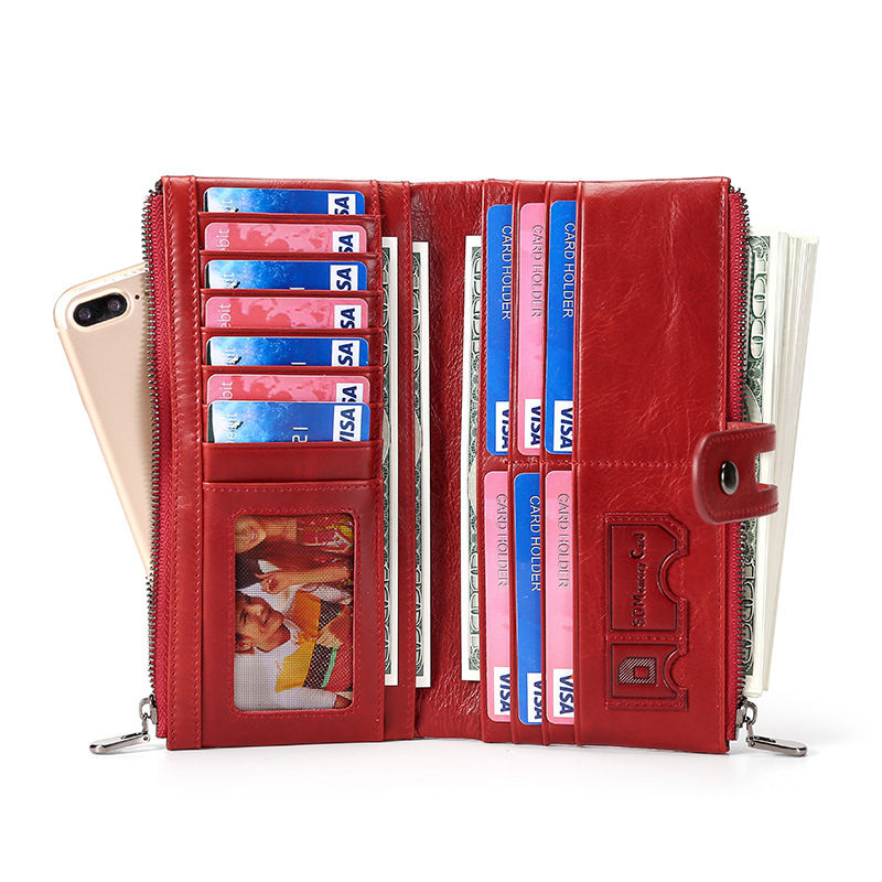Genuine Cowhide Leather Wallet For Women, RFID Blocking Genuine Cowhide Leather Wallet For Women, RFID Blocking