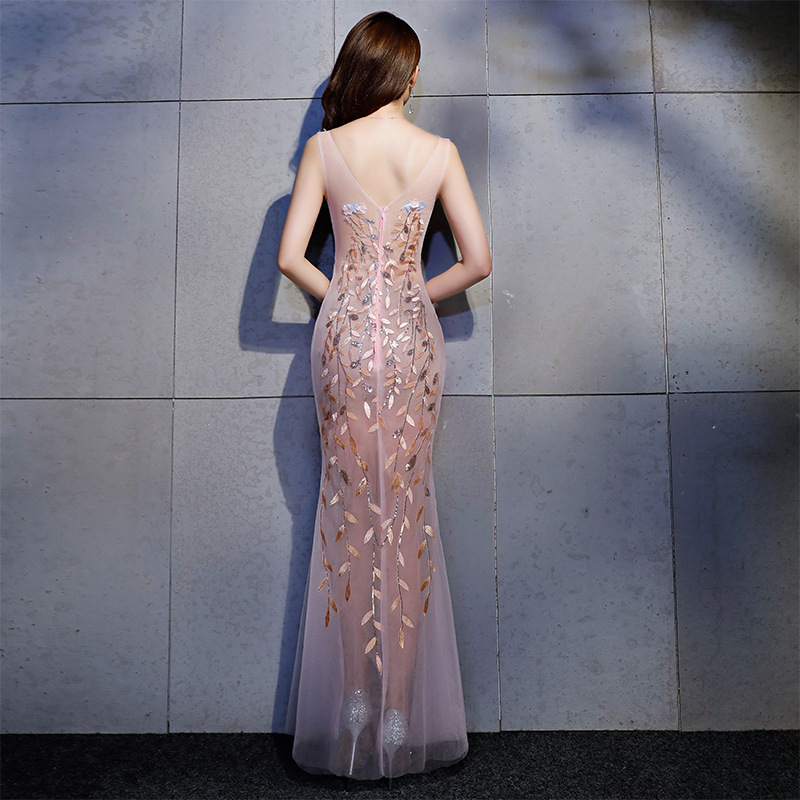 Sexy Sheer Mermaid 3D Floral Lace Silk Hostess Dress Floor Length Sexy Sheer Mermaid 3D Floral Lace Silk Hostess Dress Floor Length