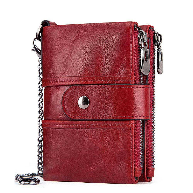 Red genuine leather wallet for men with RFID blocking Red genuine leather wallet for men with RFID blocking