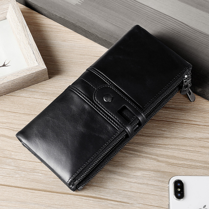 Black cowhide leather wallet for women, RFID blocking Black cowhide leather wallet for women, RFID blocking