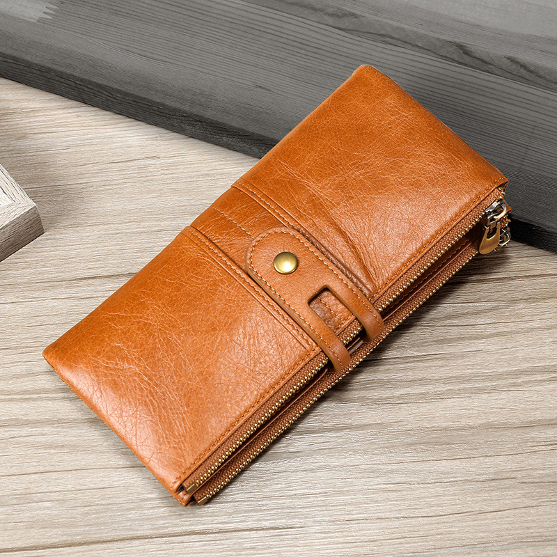 Light brown cowhide leather wallet for women, RFID blocking Light brown cowhide leather wallet for women, RFID blocking
