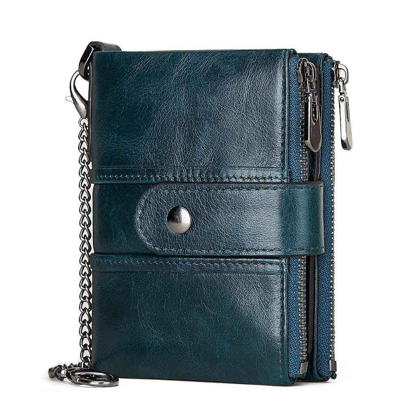 Blue genuine leather wallet for men with RFID blocking Blue genuine leather wallet for men with RFID blocking