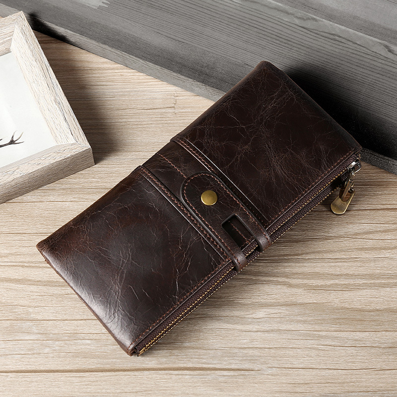 Dark brown cowhide leather wallet for women, RFID blocking Dark brown cowhide leather wallet for women, RFID blocking