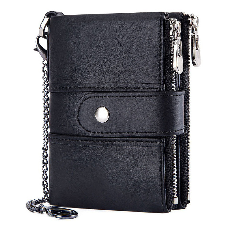 Black genuine leather wallet for men with RFID blocking Black genuine leather wallet for men with RFID blocking