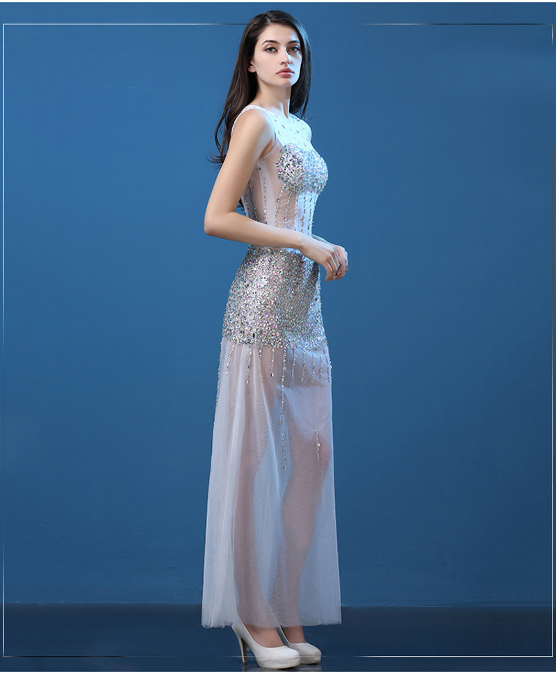 Sexy Maxi A-Line Real Silk Lady Evening Dress Shiny Stones Sexy Maxi A-Line Real Silk Lady Evening Dress Shiny Stones