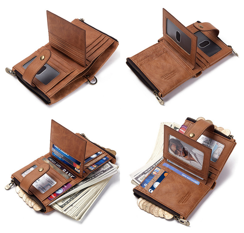 RFID Blocking Top Cowhide Leather Wallet For Men RFID Blocking Top Cowhide Leather Wallet For Men