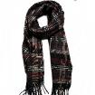 Grid Printing Scarf With Fringe